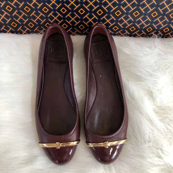 Tory Burch Pacey driver plum wine cap toe flat - Picture 5 of 11